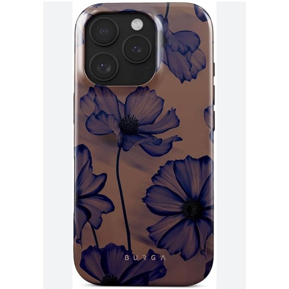 Burga Accessories - BURGA iPhone 14 Pro Max Case Floral Blue Purple Flowers Brown